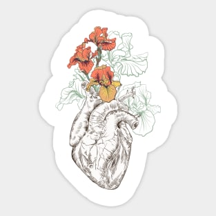 Human heart with flowers Sticker